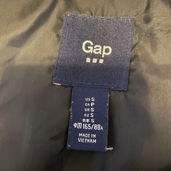 GAP Quilted Winter Vest Coat Womens Size S Black White Striped Zip Lined Pocket - Picture 3 of 10